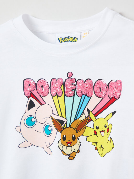 OVS OVS Тишърт POKEMON 1713175 Бял Regular Fit