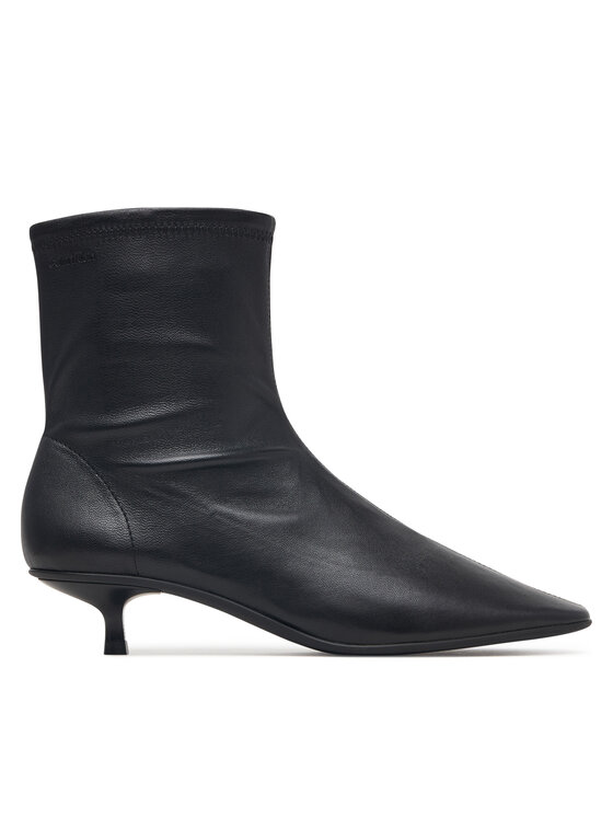 Calvin Klein Botine Round Kitt Heel Ankle Boot Nappa HW0HW03169 Negru