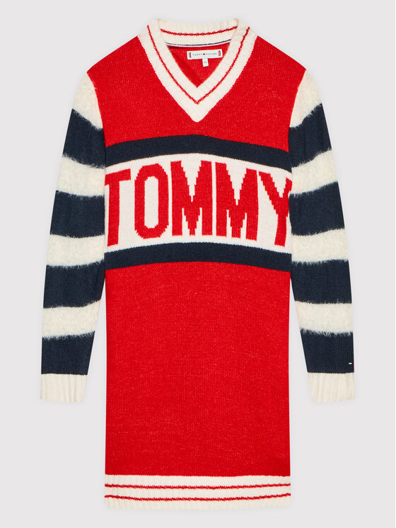 Tommy Hilfiger Džemper Haljina Bold KG0KG06116 D Crvena Regular Fit