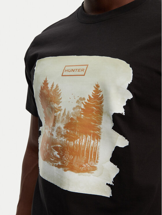 Hunter Hunter T-Shirt Duart Graphic HARM0033251 Czarny Regular Fit
