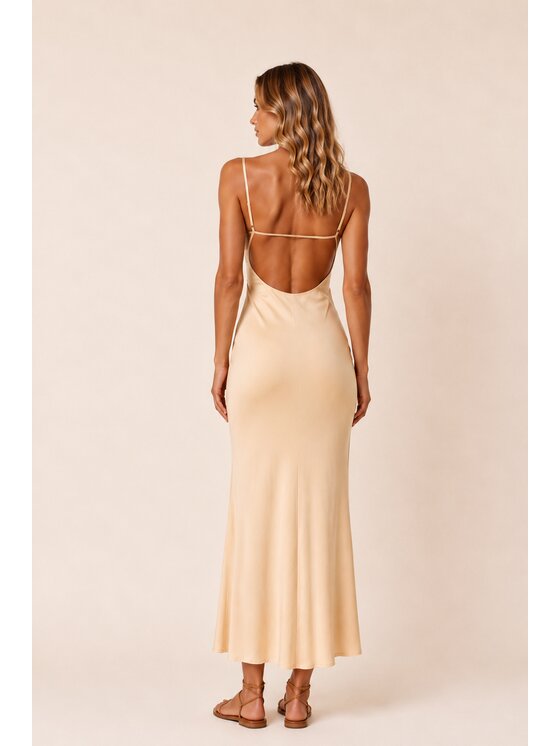 Hottie Hot Hottie Hot Sukienka letnia MARGARET cupro Żółty jasny Slim Fit