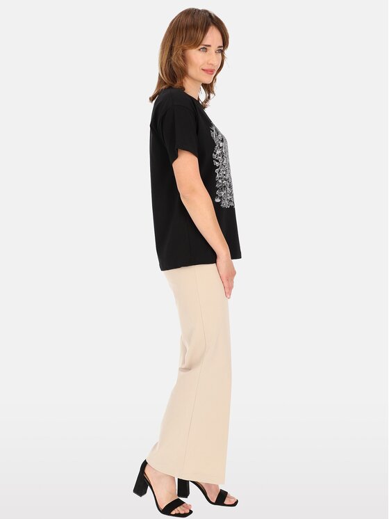 Perso Perso T-Shirt TCE240246F Czarny Regular Fit