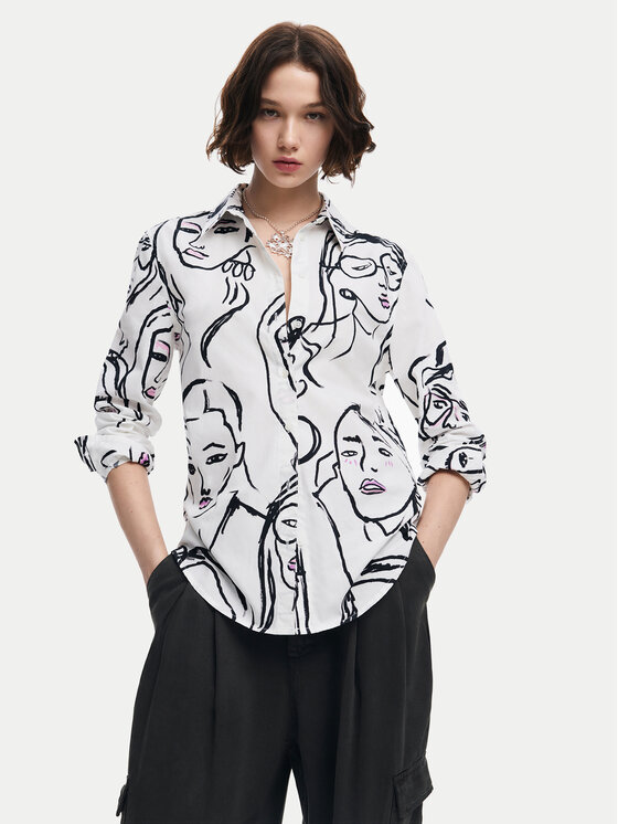 Női Ing Desigual, Méret: S, Fehér, Faces 24WWCW34