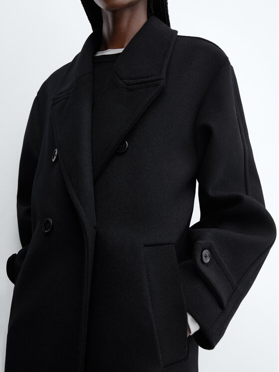 Mango Mango Gyapjú kabát Gauguin 57026714 Fekete Oversize