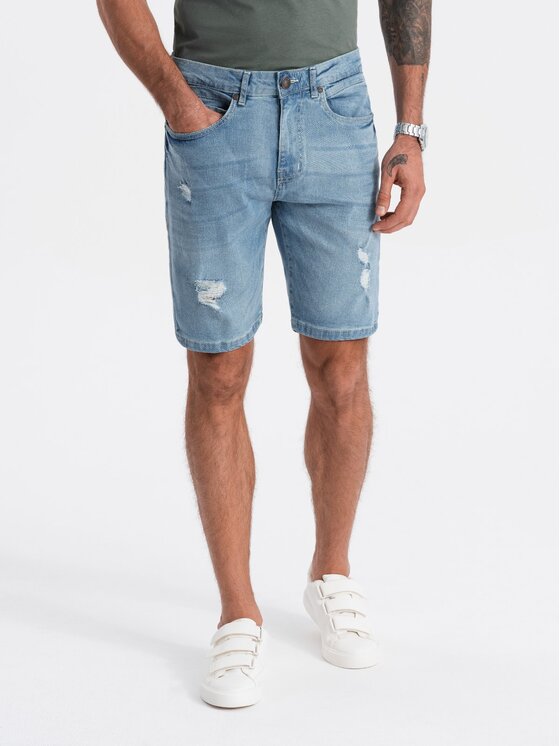 Ombre Ombre Džínové šortky OM-SRDS-0114 Modrá Regular Fit