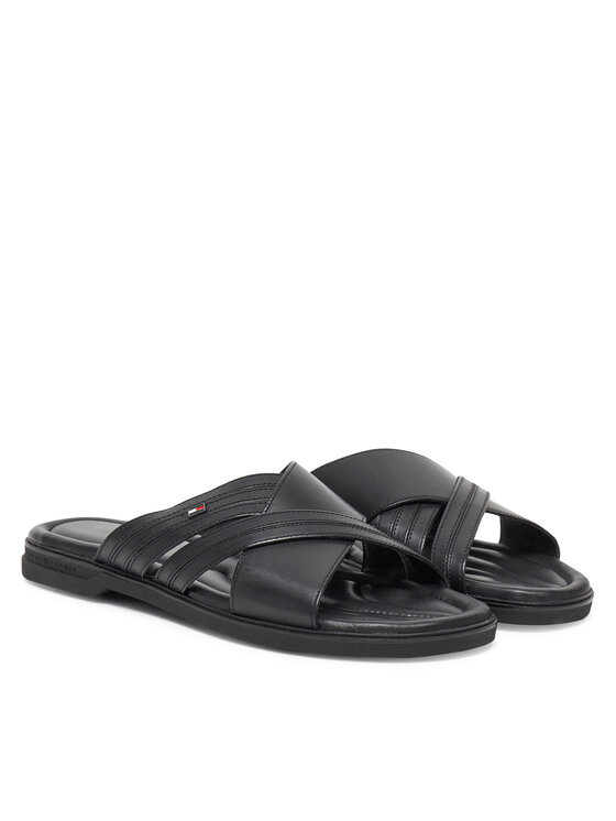 Tommy Hilfiger Tommy Hilfiger Iešļūcenes Premium Hilfiger Cc Lth Sandal FM0FM05504 Melns