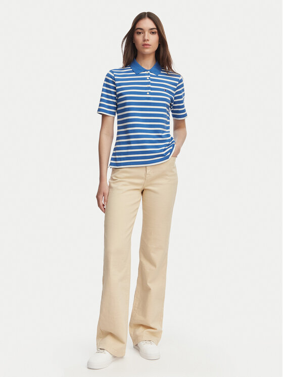 Tommy Hilfiger Tommy Hilfiger Тениска с яка и копчета 1985 WW0WW43224 Син Regular Fit