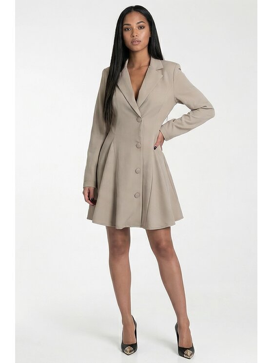 FIGL FIGL Košeľové šaty M1317 Béžová A-Line Fit