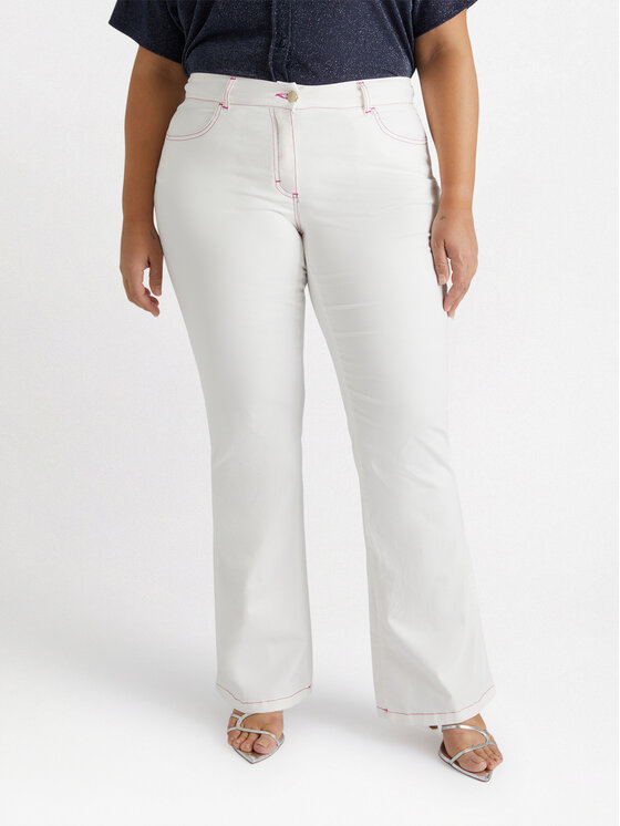 Fiorella Rubino Fiorella Rubino Pantaloni di tessuto P003T005062N011 Bianco Flare Fit