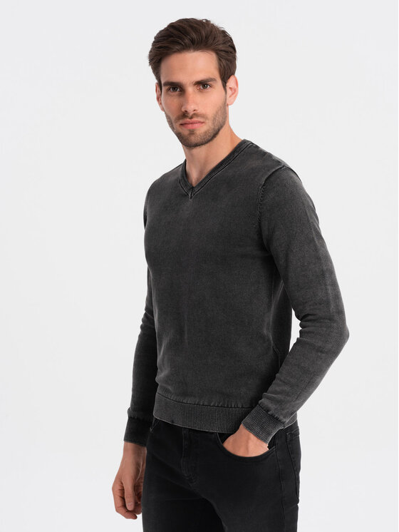 Ombre Ombre Sweter OM-SWOS-0108 Czarny Fitting Fit