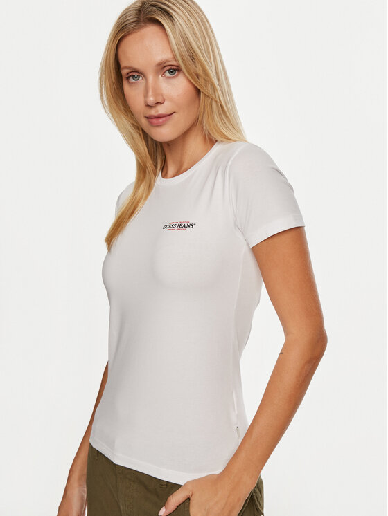 Guess Jeans Guess Jeans T-Shirt W4YI02 J1314 Weiß Slim Fit