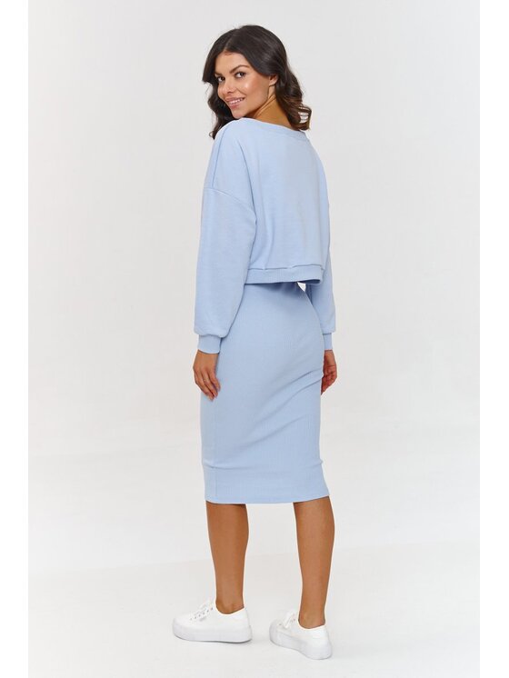 Makadamia Makadamia Komplet bluza i sukienka A10 Błękitny Regular Fit