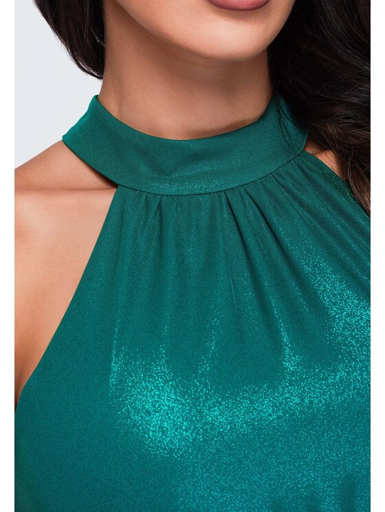 Ombre Ombre Sukienka wieczorowa LA-OM-DLR411 Zielony ciemny Regular Fit