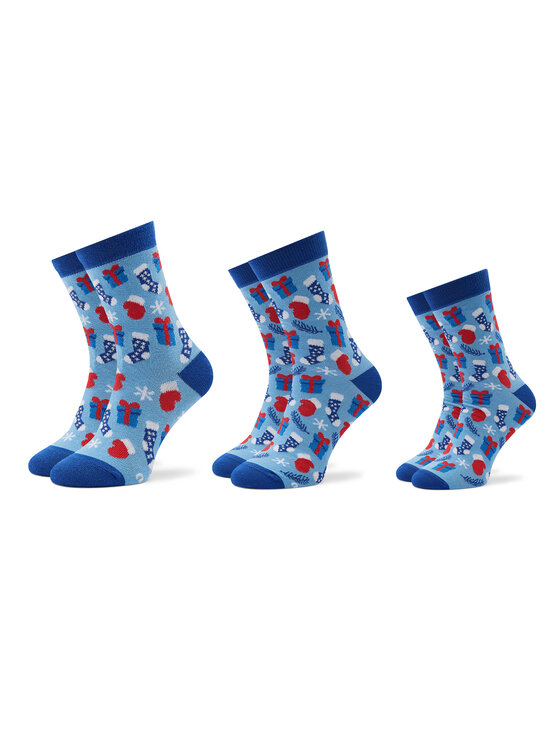 Set de 3 perechi de șosete medii unisex Rainbow Socks Xmas Balls Albastru