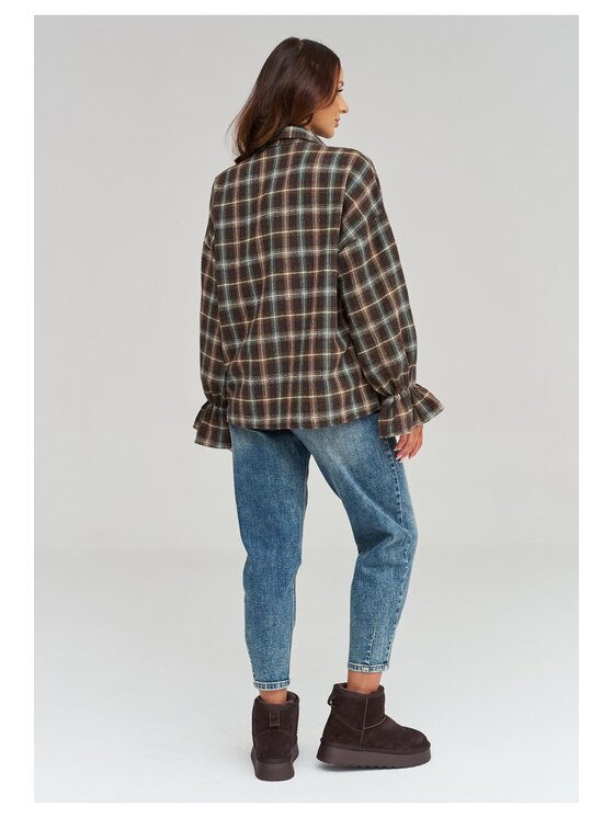 Makadamia Makadamia Koszula C98 Brązowy Loose Fit