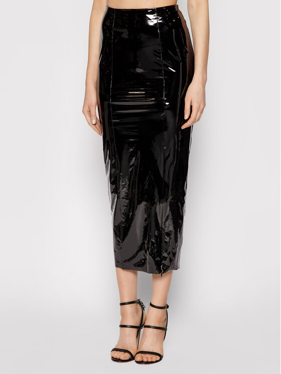 ROTATE Fustă din imitație de piele Tashina RT923 Negru Slim Fit