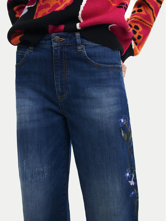 Desigual Desigual Jeans hlače Aimar 24WWDD18 Mornarsko modra Wide Leg
