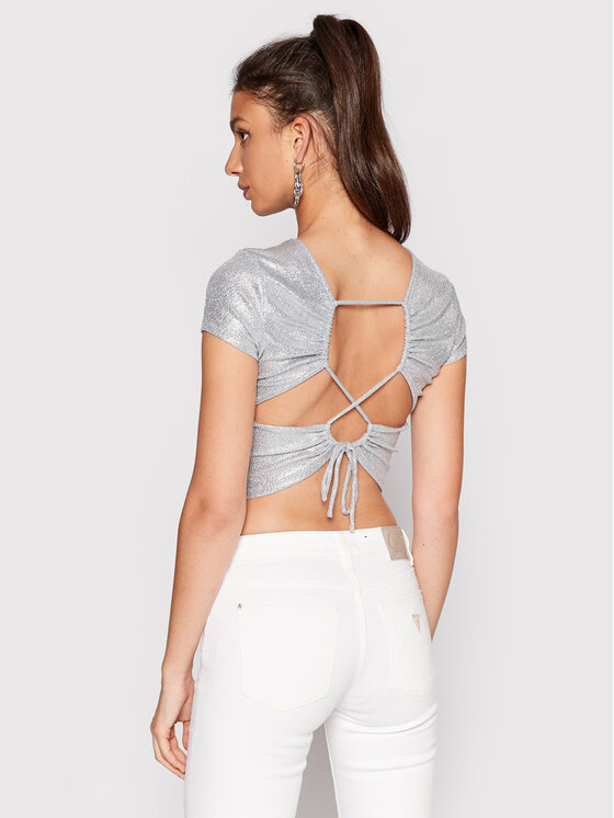 Guess Guess Bluse W2YP34 KB840 Silberfarben Slim Fit