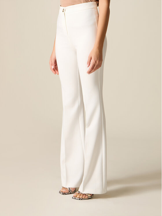 Oltre Oltre Spodnie materiałowe P098R008866N011 Biały Flare Fit