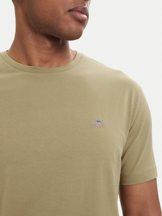 Gant Gant T-Shirt Shield  2003184 Zielony ciemny Regular Fit