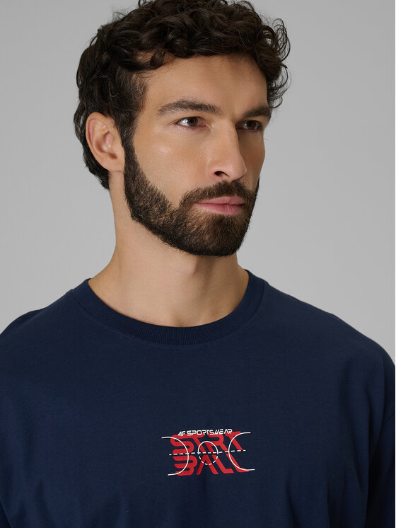 4F 4F T-Shirt ESSENTIALS Granatowy Loose Fit