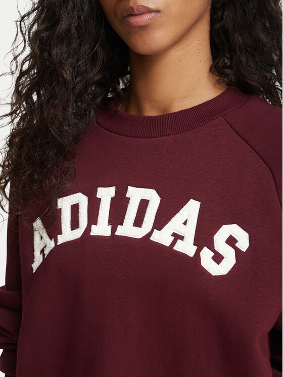 adidas adidas Bluza Adidas Damskie 3-Stripes Crew KU0327 Bordowy Loose Fit