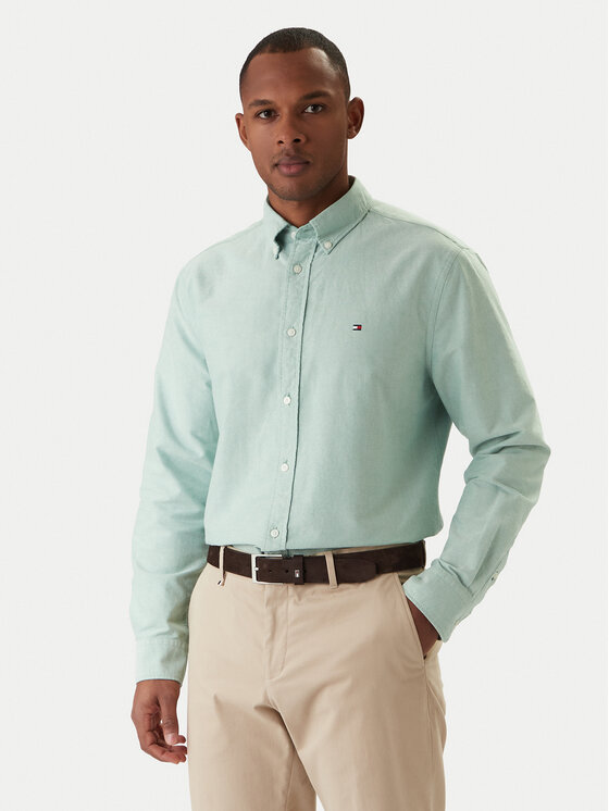 Tommy Hilfiger Tommy Hilfiger Риза Solid Heritage MW0MW35774 Зелен Regular Fit