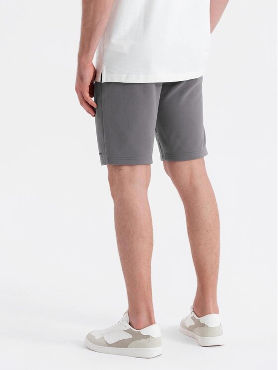 Ombre Ombre Šortky z materiálu OM-SRSK-0138 Šedá Slim Fit
