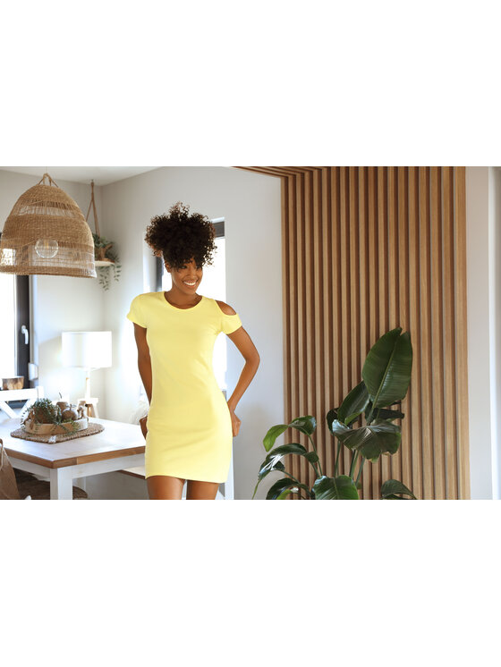 DKaren Lingerie DKaren Lingerie Koszula nocna Esi Żółty Slim Fit