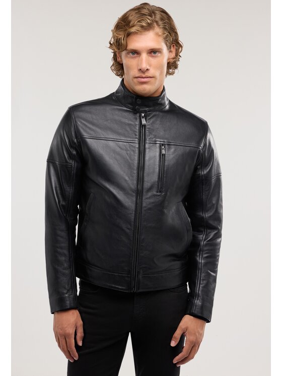 Trussardi Trussardi Giacca di pelle R301M000054N033 Nero Regular Fit
