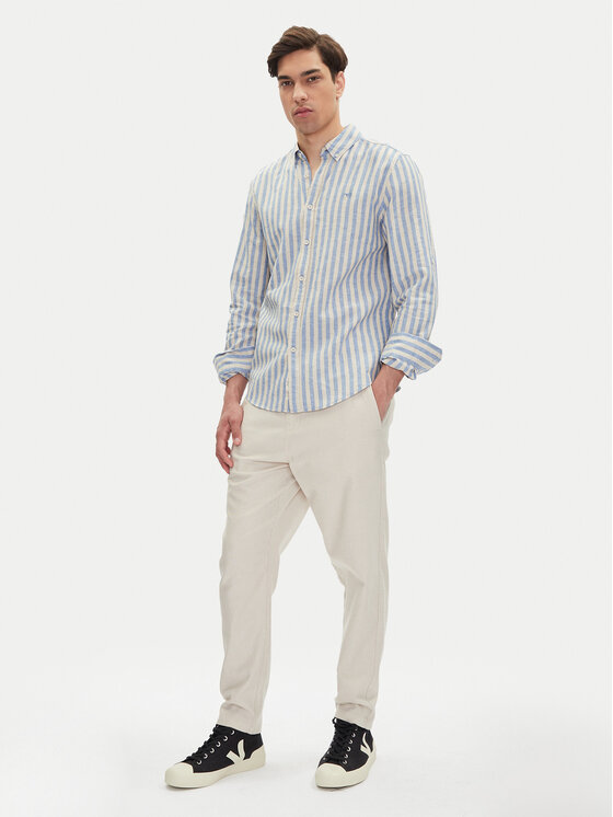 Mustang Mustang Camicia Rawlins 1016249 Celeste Slim Fit
