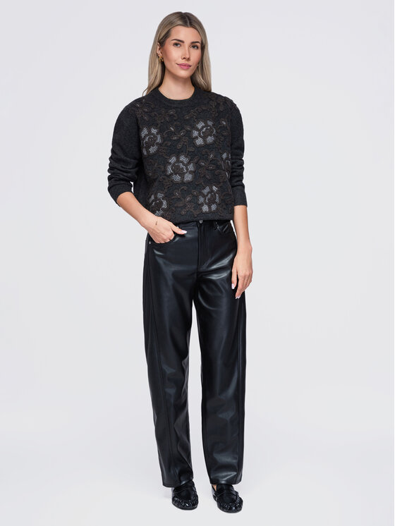 Ombre Ombre Svetr OW-SW-E0036 Tmavě šedá Regular Fit