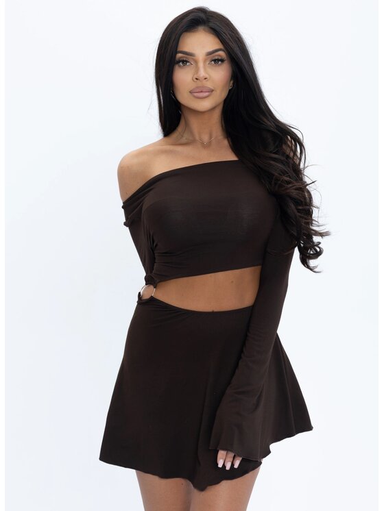 Love Saints Love Saints Sukienka dzianinowa L26LF-SU-K10 Brązowy Slim Fit