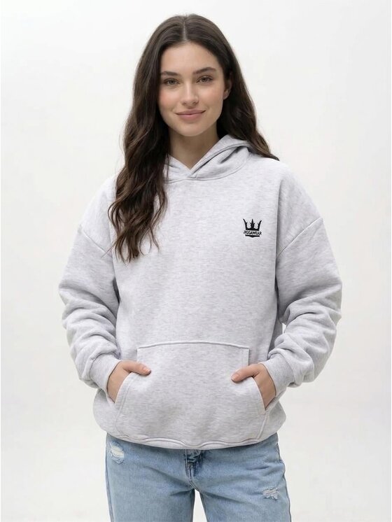 Jigga Wear Jigga Wear Bluza Szeroka luźna korona 131668 Szary Oversize