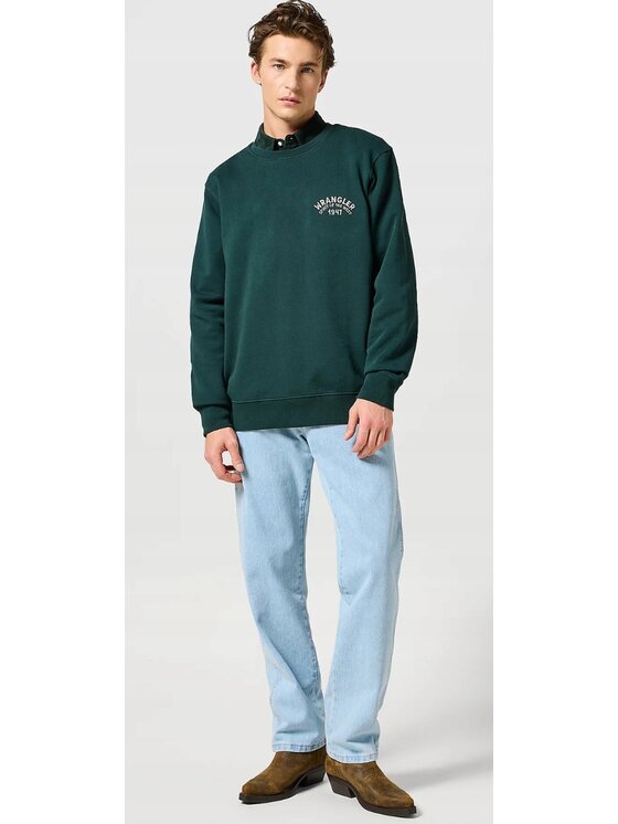 Wrangler Wrangler Bluza Crewneck Sweatshirt Zielony Regular Fit