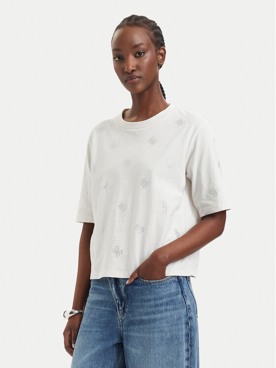 Guess Tricou V6GI18 K2985 Crem Regular Fit