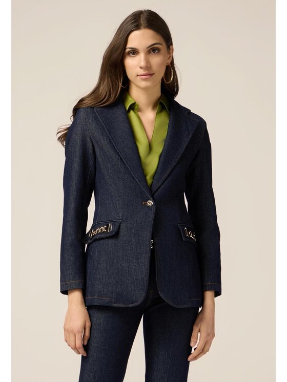 Oltre Oltre Giacca di transizione Q752R004508N034 Blu A-Line Fit