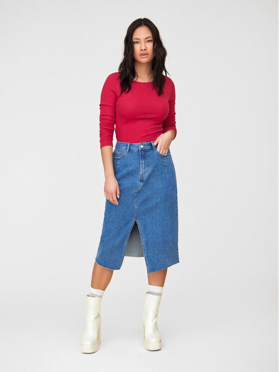 Vila Vila Jeans suknja 14092091 Plava Regular Fit