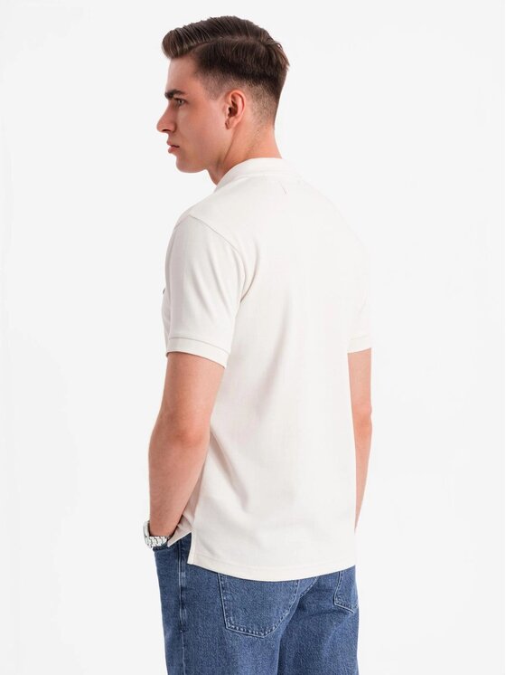 Ombre Ombre Polo OM-POSS-0148 Biały Regular Fit