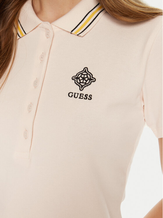 Guess Guess Тениска с яка и копчета V5RP02 KCOK1 Екрю Regular Fit