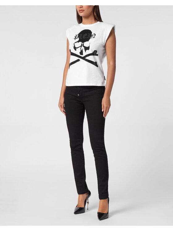 PHILIPP PLEIN PHILIPP PLEIN Tank top 11621 Biały Skin Tight Fit