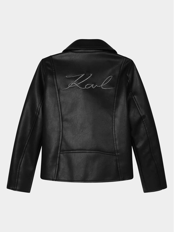Karl Lagerfeld Kids Karl Lagerfeld Kids Kurtka z imitacji skóry Z16161 S Czarny Regular Fit