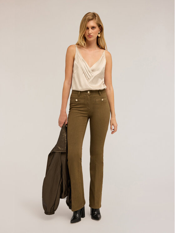 Motivi Motivi Top D759Q000487N002 Écru Slim Fit