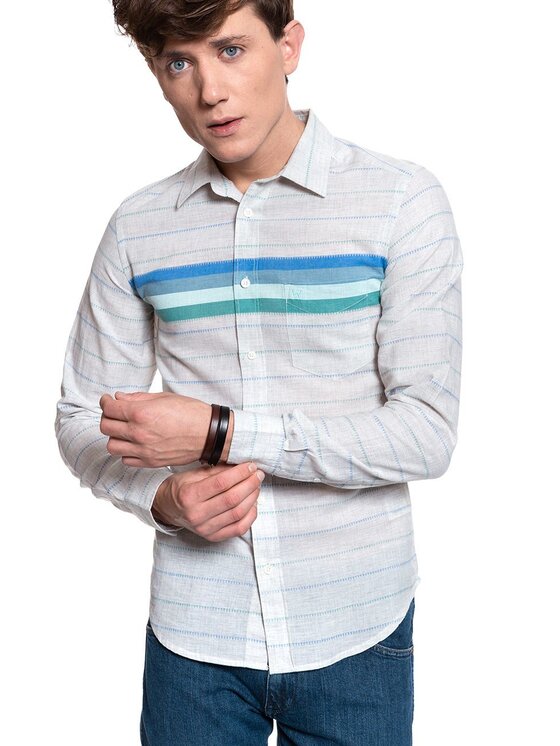 Wrangler Wrangler Koszula LS 1 PKT SHIRT Biały Slim Fit