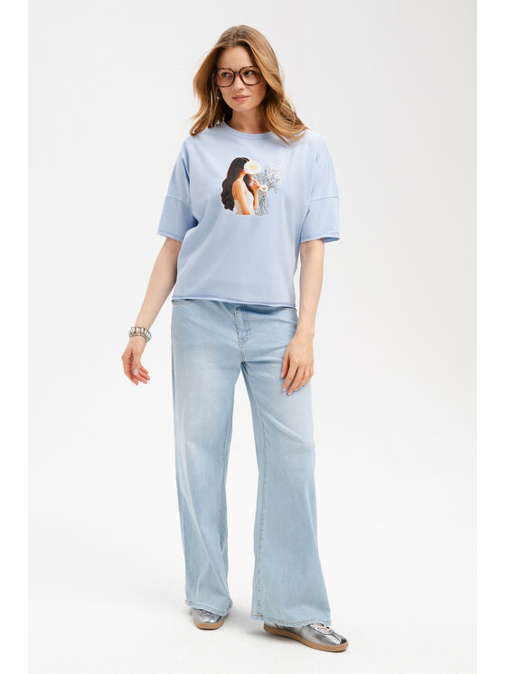 blue shadow blue shadow Bluzka Arya Niebieski Regular Fit