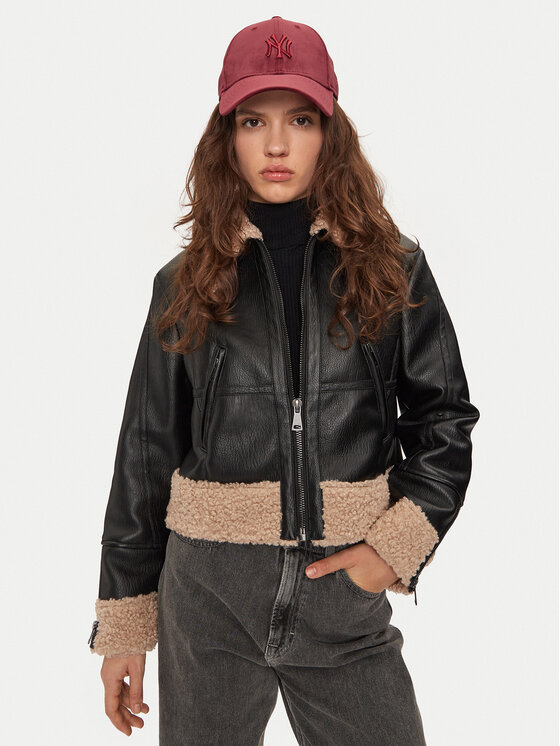 Sisley Sisley Jakna od imitacije kože 2YJVLN04W Crna Regular Fit