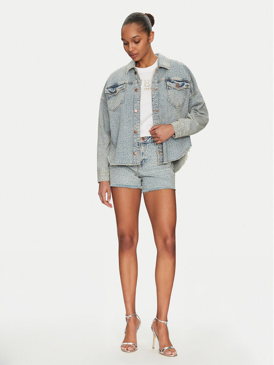 Guess Guess Jeansová bunda W5GN90 D5LQ2 Modrá Regular Fit