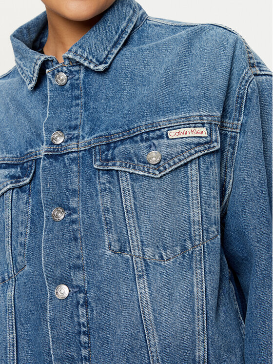 Calvin Klein Jeans Calvin Klein Jeans Jeansová bunda J20J224546 Tmavomodrá Boxy Fit