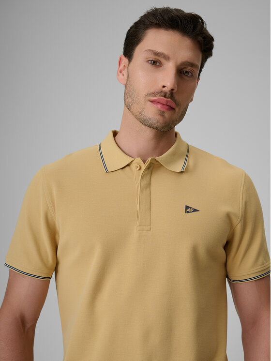 4F 4F Polo LAKESIDE ESCAPE Beżowy Regular Fit