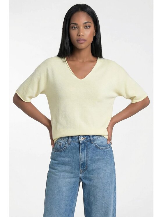 FIGL FIGL Svetr M1319 Žlutá Regular Fit